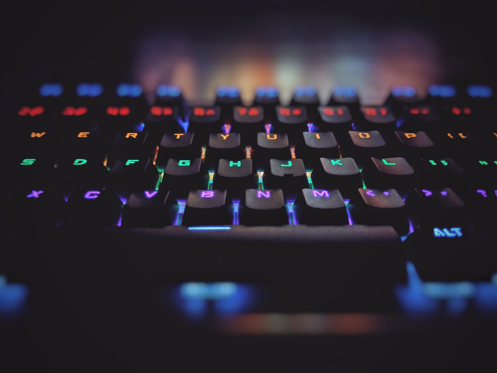 black and blue lighted computer keyboard